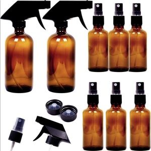 8 Pack Empty Amber Glass Spray Bottles 2 Pack 8 Ounce & 6 Pack 4 OunceContainers